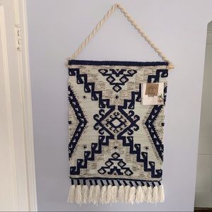 Blue, Gray, and White Aztec Hanging Tapestry - Home Decor